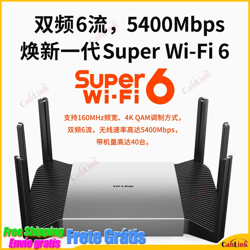 

Сетчатый маршрутизатор T P-link Ax5400 Wi-Fi 6, 2,4 + 5g, двухдиапазонный беспроводной + 2. Телефон с идентификацией (2500 Мбит/с), порт SFP + порт Ethernet X4 * Gbps