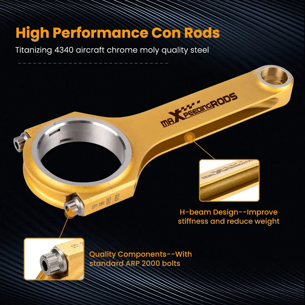 Гоночные титанизированные шатуны для Mazda MX5 MX-5 Miata B6 BP 1 6 8 H-Beam Rod EN24 авиационная
