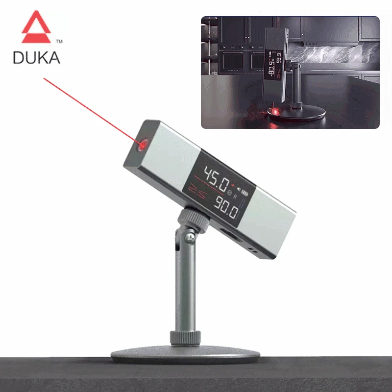 

DUKA LI1 2 In 1 Dual Laser Protractor Rechargeable 360° Angle Cast Line Instrument Level Rangefinders Optional 1/4 Bracket