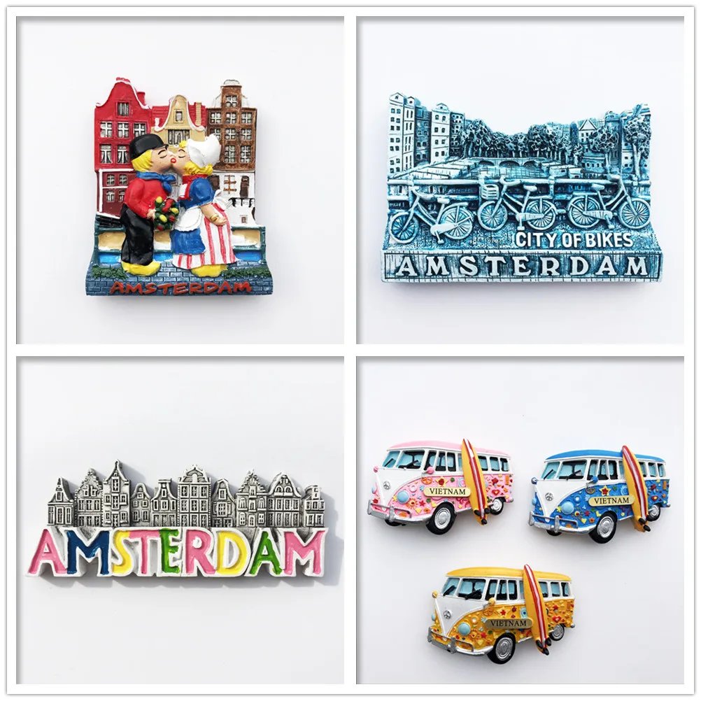 

Netherlands Vietnam scenery 3D Fridge Magnets Tourism Souvenir Refrigerator Magnetic Sticker Collection Handicraft Gift
