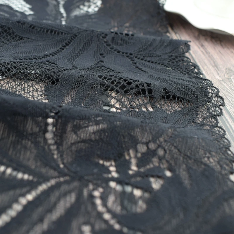 Утолщенное Черное кружево #1756 1 ярд Эластичная отделка швейные принадлежности