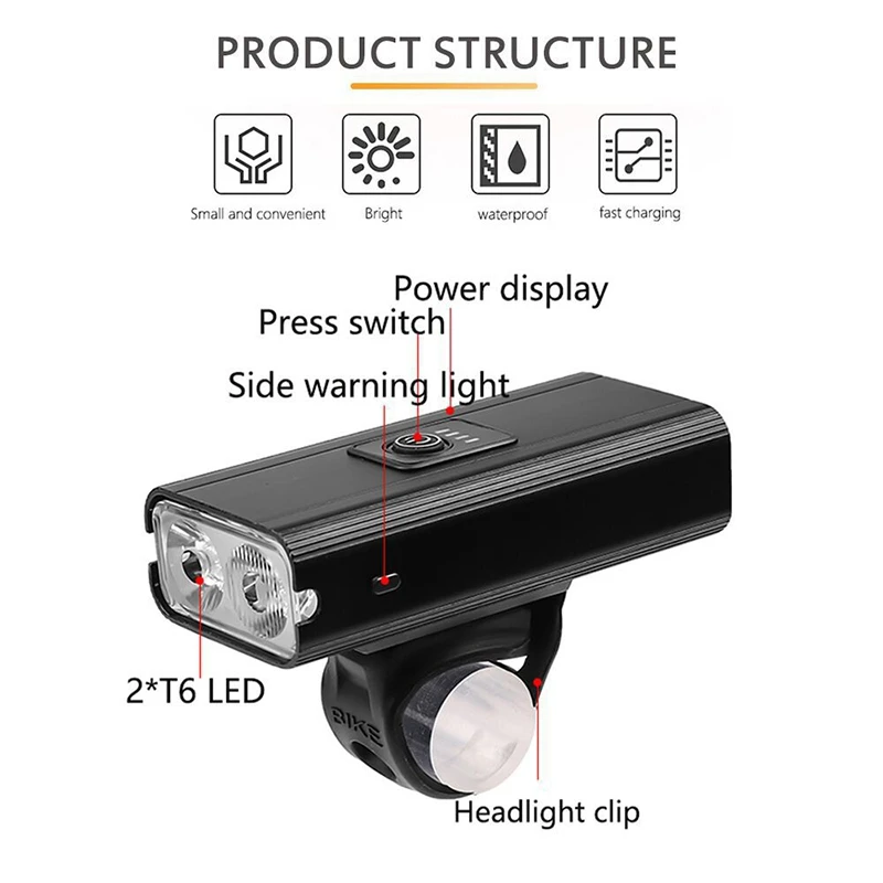 

Bike Lights, USB Rechargeable Bike Light Set, IPX6 Waterproof Cycling Front Headlight and Back Taillight, 6 Light Modes