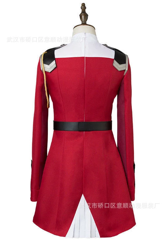 

SHZQ 02 Zero Two Cosplay Costume DARLING in the FRANXX Cosplay DFXX Women Costume Full Sets Dress Headwear wigs