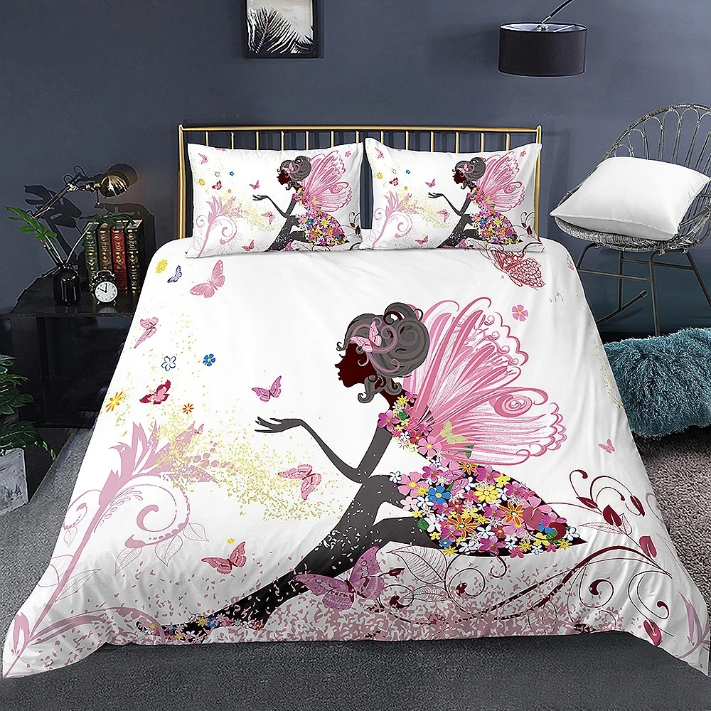 

Cartoon Bedding sets 3D Duvet Cover Set Flowers Girls Quilt Covers Pillowcase King Queen Size Bedclothes Home Living Furniture