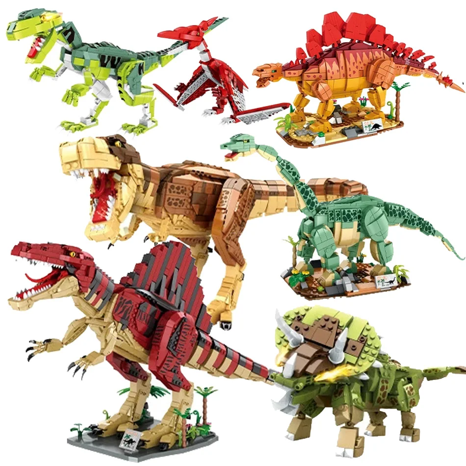

7 Types Jurassic Dinosaurs Tyrannosaurus Rex Wyvern Velociraptor Stegosaurus Building Blocks Toys For Children Dino Xmas Gifts