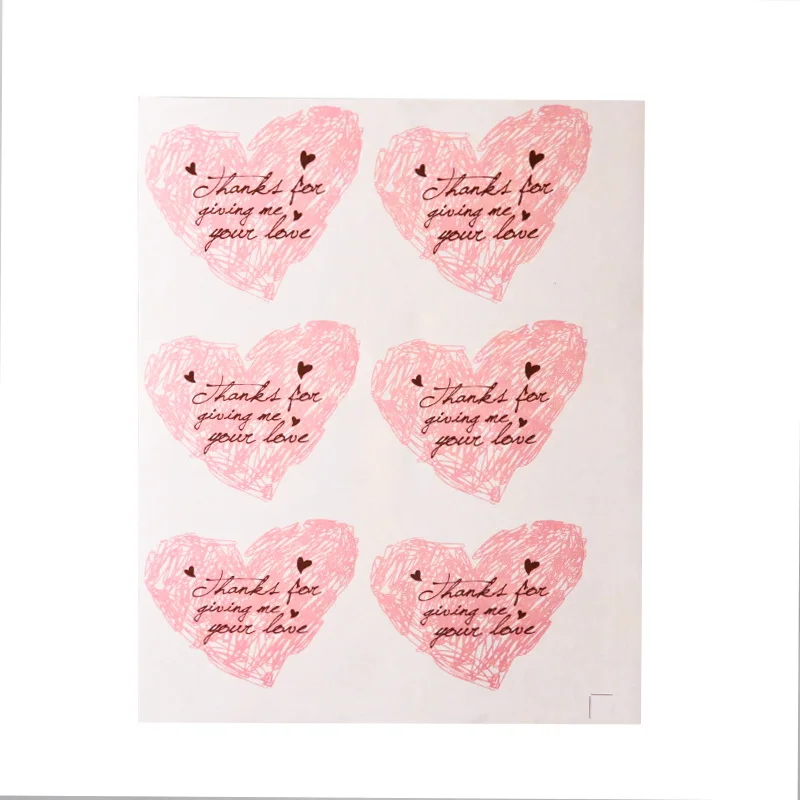 

LBSISI Life 54pcs Pink Thank You Give Me Your Love Stickers For Wedding Cake Boxes Gift Decoration Heart Stationery Sticker