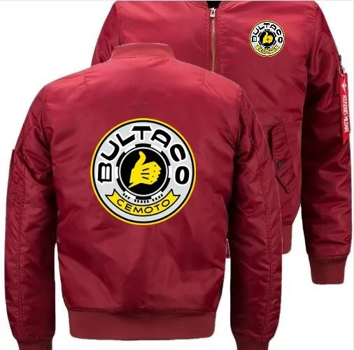 Мужская авиаторская куртка Бомбер с шерстяной подкладкой и принтом Bultaco Cemoto Pursang