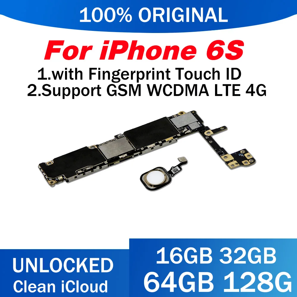 Материнская плата для iPhone 6s 16 ГБ/32 ГБ/64 Гб/128 ГБ 100% оригинальные разблокированные
