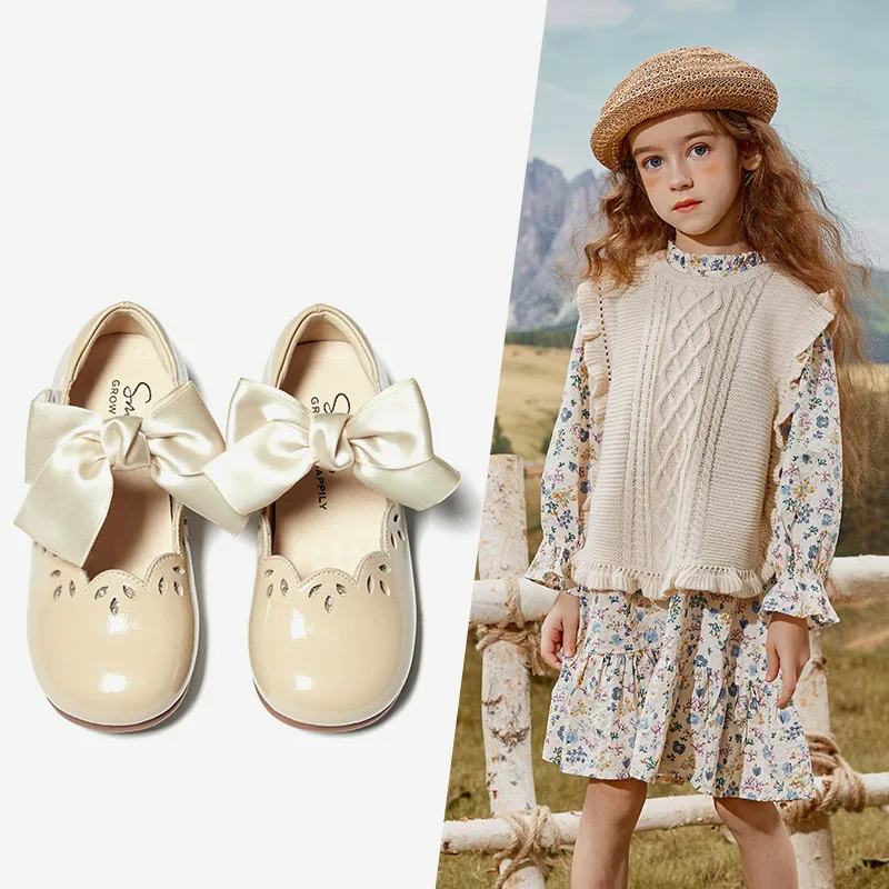 

CCTWINS Kids Shoes 2021 Spring Girls School Shoes Black Children Fashion Butterfly Flats Mary Jane Toddler Princess Flats GM2776