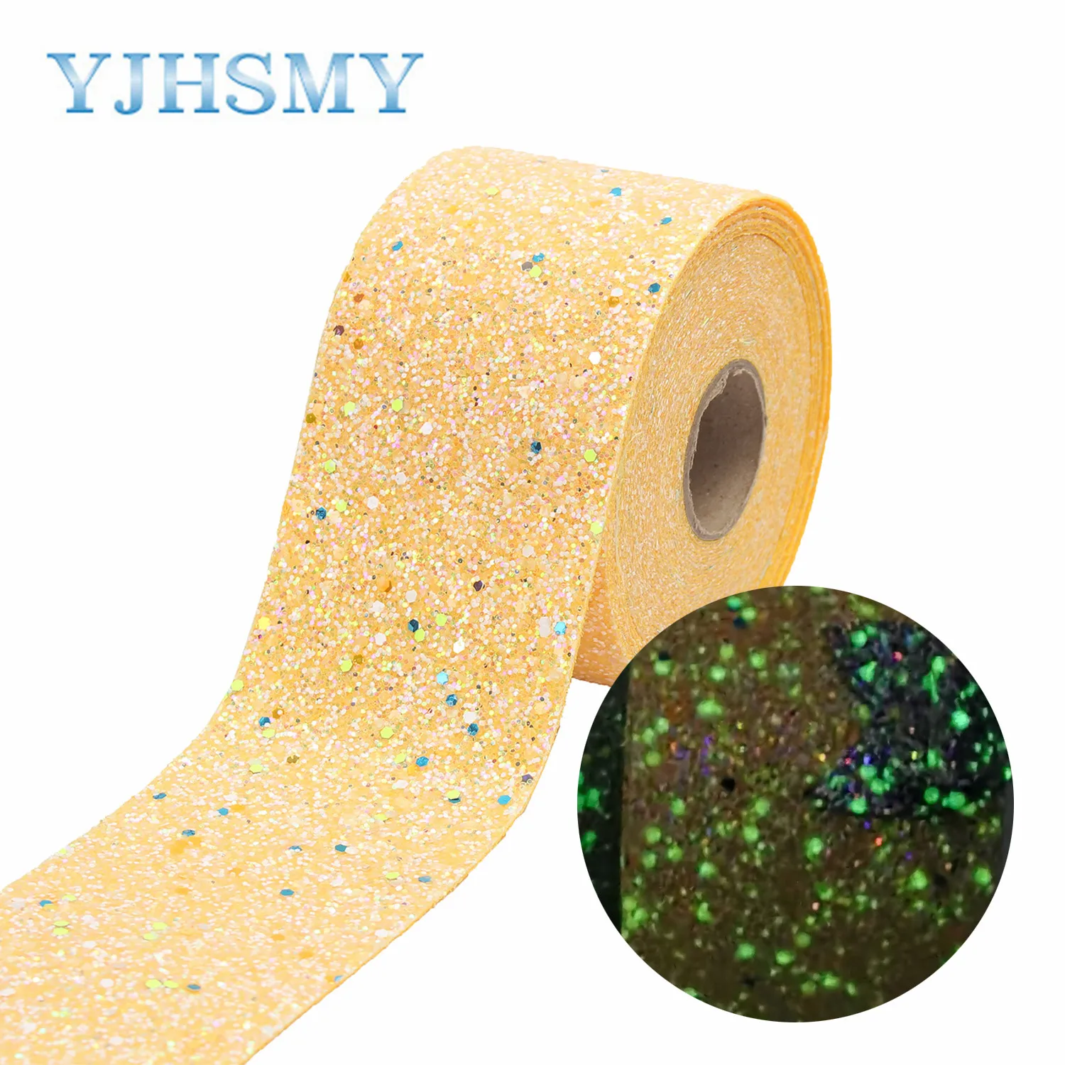 YJHSMY 197301 75mm New Fluorescence Color glitter thick ribbon Blingbling 2 yards DIY handmade Headwear gift package materials | Дом и сад