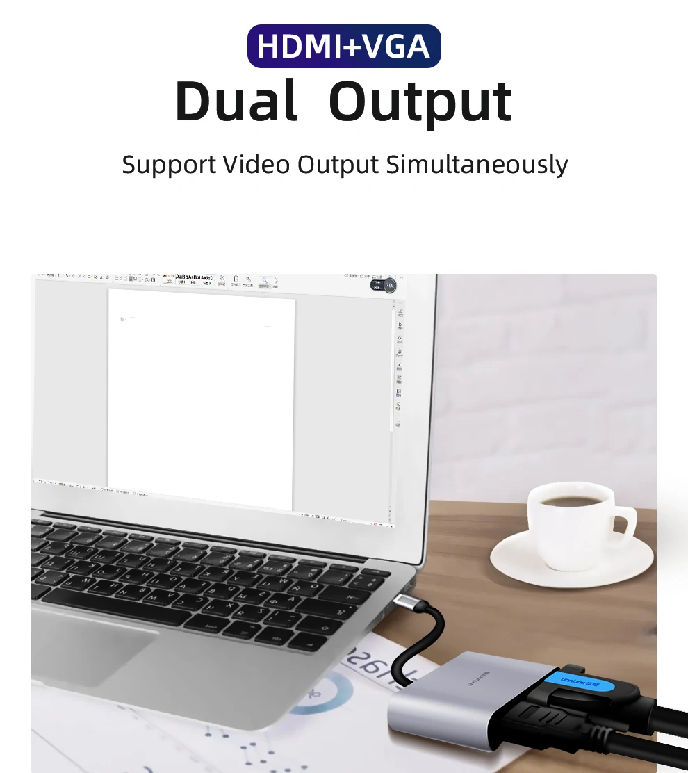 USB концентратор Unnlink док станция типа C к 4K HDMI 1080P VGA USB3.0 PD адаптер быстрой зарядки