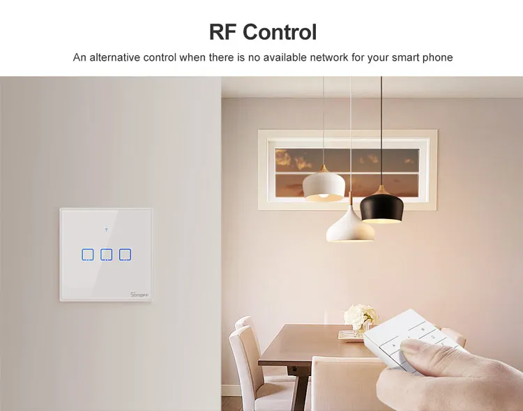 Интеллектуальный выключатель света Sonoff T2 Smart WiFi/RF/APP/Touch Управление настенный светильник Переключатель 1/2/3 UK Панель умный дом Управление; работать с Alexa