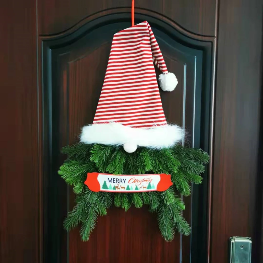 

Christmas Dwarf Wreath with Pine Needles Front Door Decoration Country Style Stage Sign Decoration for Farmhouse Porch Indoor