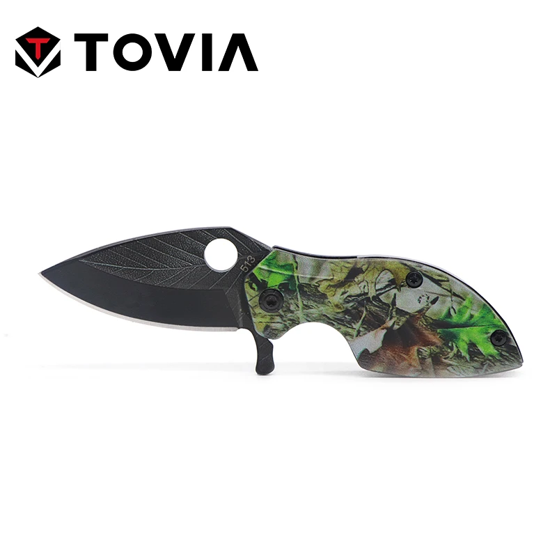 Camouflage Складной нож из нержавеющей стали TOVIA, карманный нож с 3D узором в виде листьев, мини портативный складной нож для кемпинга, инструмент для выживания, камуфляж - Цвет: Camouflage