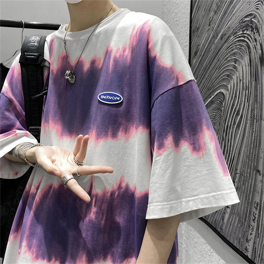 

Футболка мужская в полоску, забавная уличная одежда в стиле хип-хоп, свободная рубашка с коротким рукавом, в Корейском стиле, лето