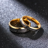 fashion gold colour creative ring forever love titanium steel couple ring letter ring gold plated men and women ring single