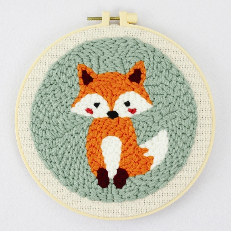 

Fox Punch Needle Embroidery Kit for Beginner Punch Needle Cross Stitch Handcraft Wall Painting Home Decor English Manual