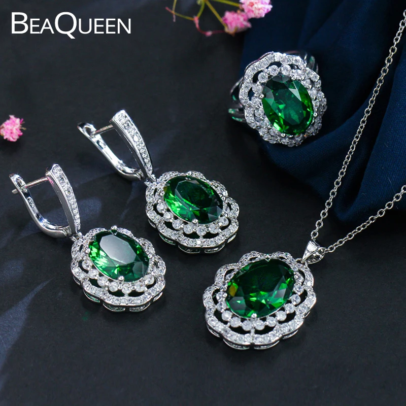 Женский комплект ювелирных изделий BeaQueen набор из 3 предметов с крупными