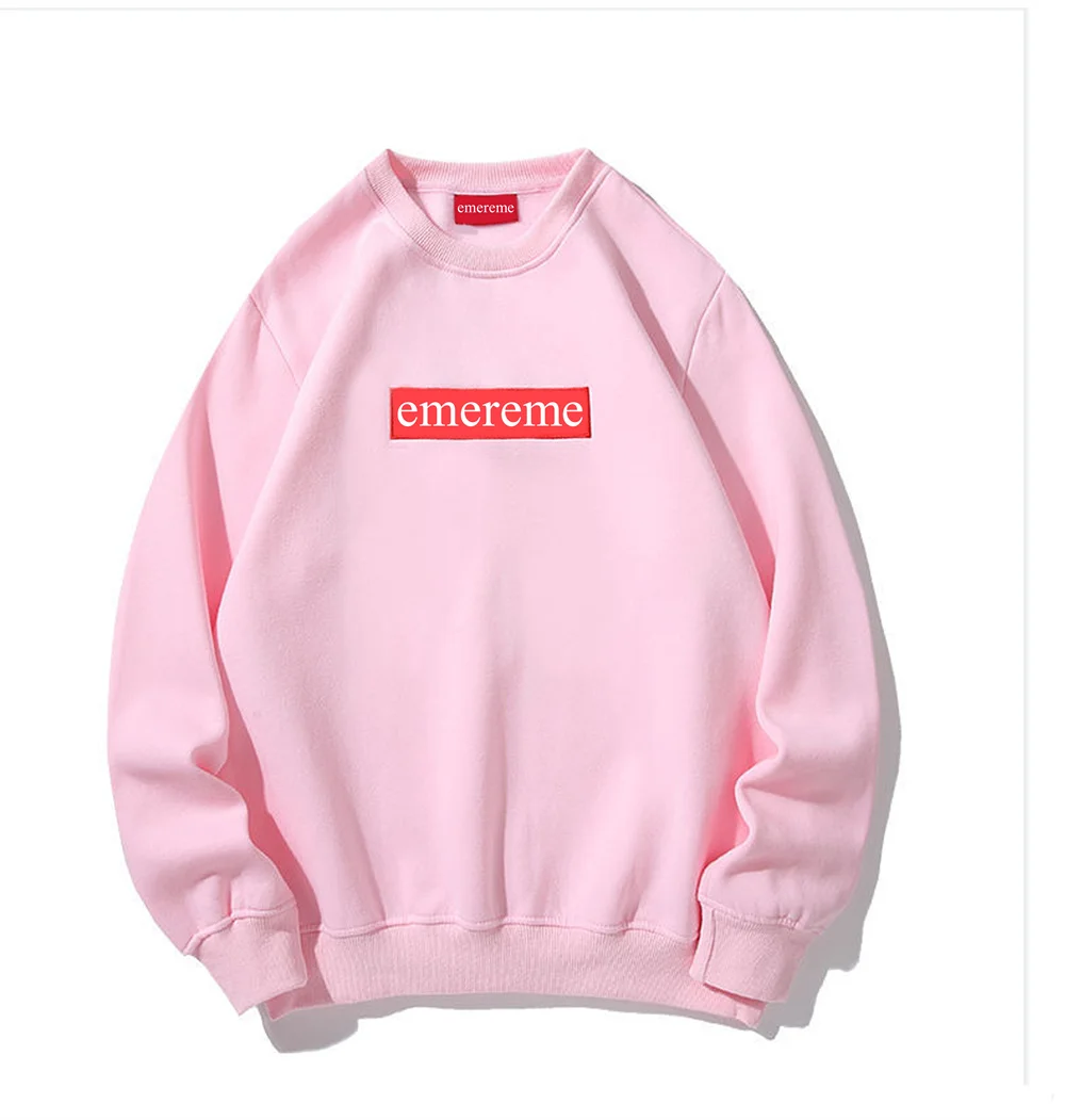 

New pink tide brand brand SUP round neck plus size women's men's brand sweater round neck plus size street hip-hop fashion coupl