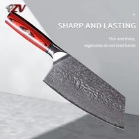 pzv china kitchen knives chef knife damascus steel santoku fishing sharp cooking knife handmade g10 handle high end gift box