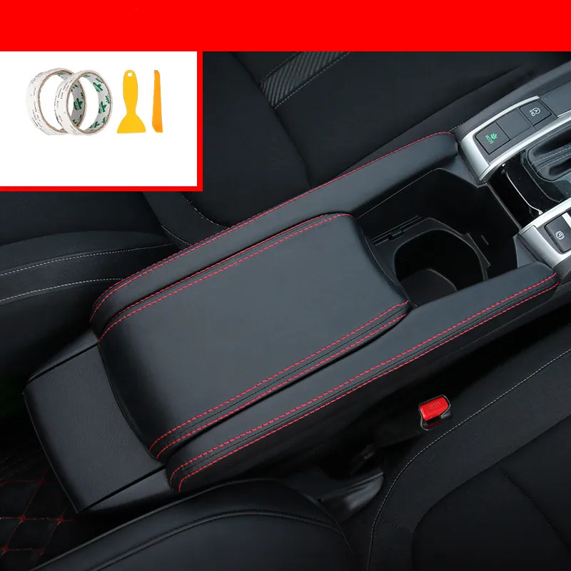 black red line Автомобильный Стекло Лифт подлокотник декоративные кожаный чехол Межкомнатная дверь панели ПУ Накладка для Honda Civic автомобильные аксессуары - Название цвета: black red line