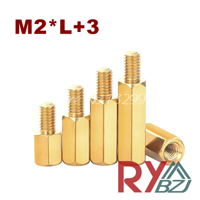 Латунная распорка 50 шт./лот M2 * L + 3 латунная внутренняя и наружная Резьбовая