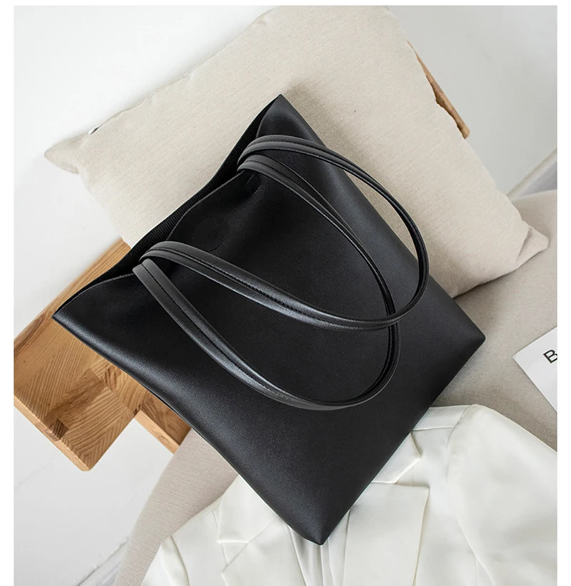

Fashion Simple Elegant Lady PU leather Tote Shoulder Bag Girls School Book Bag Handbag Tote