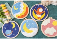 moon punch needle kits for beginner scenery punch needle art diy embroidery kit punch needle kit with yarn rug hooking