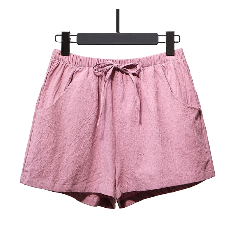 

Woman Shorts Korean Style Summer Clothing 2021 Solid Fashion Cotton Linen Bottoms Short Casual Spodenki Damskie Cool Breathable