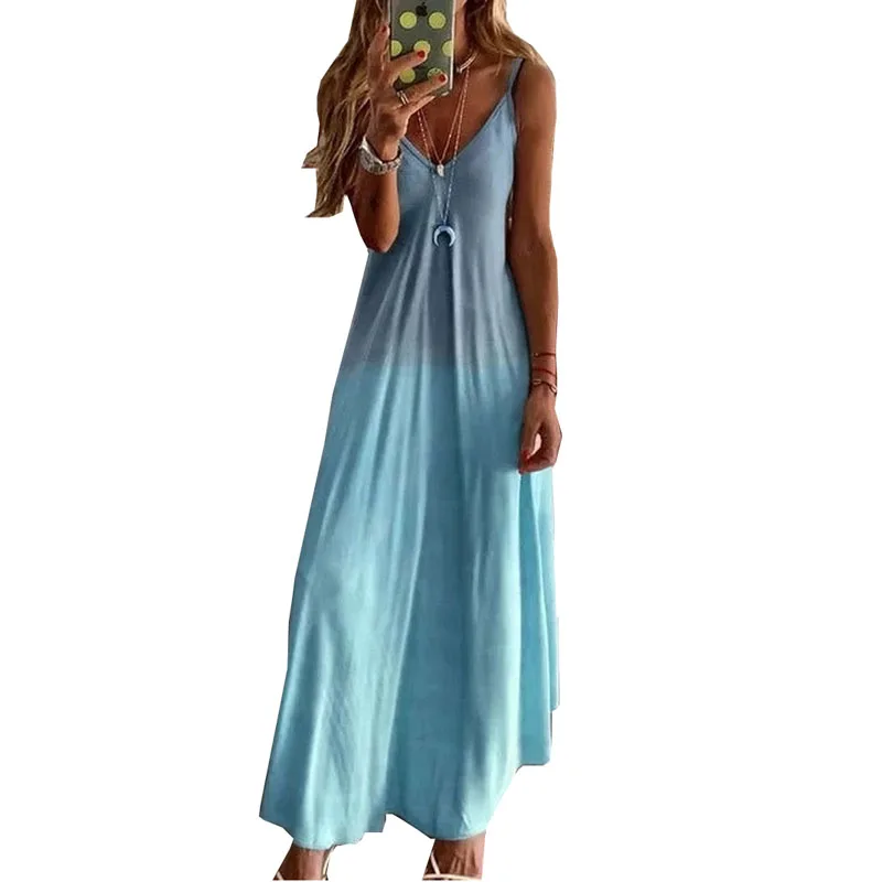 Женское летнее длинное платье с v-образным вырезом и принтом сексуальное на