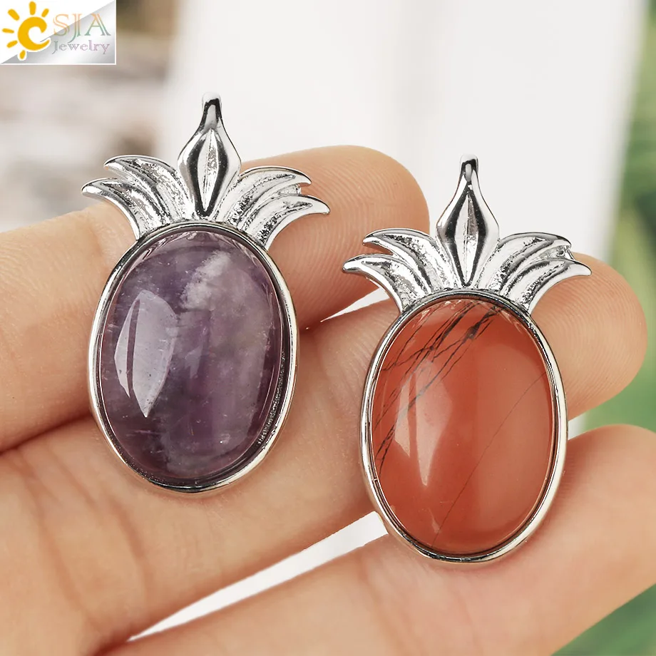 CSJA натуральный камень подвеска кабошон бисер розовый кварц Рейки Кристалл