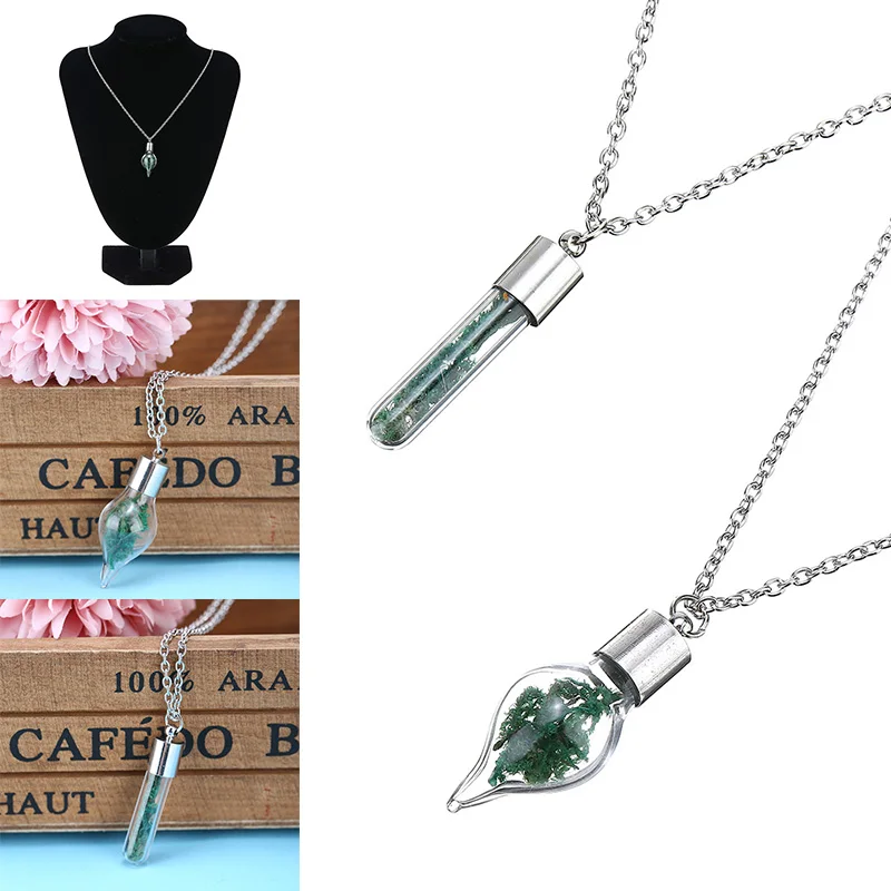 Vintage Wishing Bottle Necklace Shellhard Fashion Mini Glass Seaweed Sea Grasses Long Pendant For Unisex Jewelry|long pendant necklace|bottle
