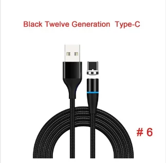 For Type C Black Магнитный кабель Micro USB кабель 3A Быстрая зарядка Магнитная линия Android зарядка линии синхронизации данных для huawei Xiaomi LG - Цвет: For Type C Black