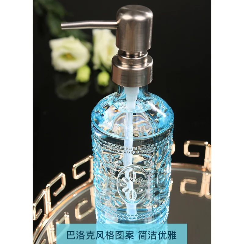 

European Home Bathroom Toiletries Hand Sanitizer Lotion Bottle Bathroom Accessories Soap Dispenser Lead-free Glass Container Box