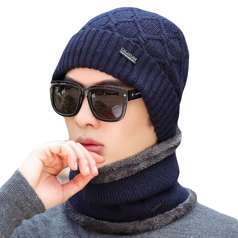 Брендовая Зимняя шляпа вязаная шапка шарф Skullies Beanies мужские зимние шапочки для