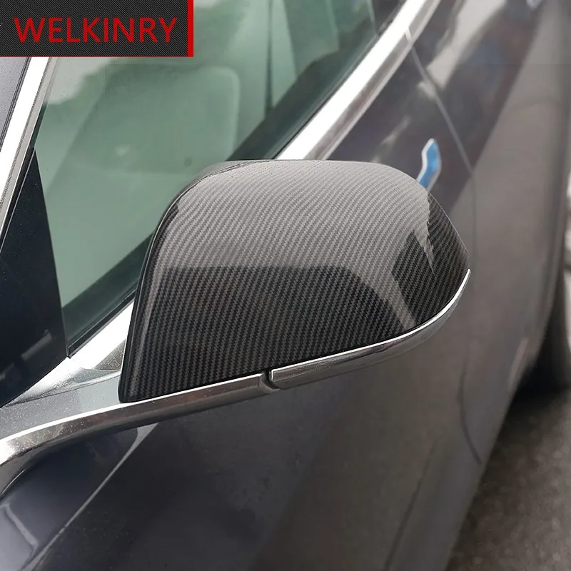 

WELKINRY car auto cover for TESLA MODEL 3 2018 2019 ABS chrome side wing fender rearview door mirror trim