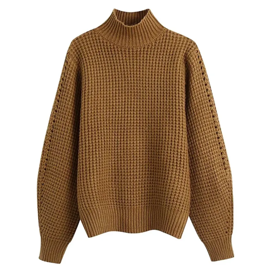 

Withered 2022 New Winter Sweaters Women England Style Fashion Solid Turtleneck Ear Of Wheat Simple Sweaters Women Pullovers Tops