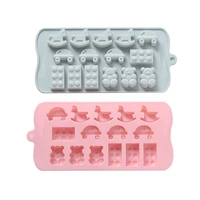 15 even cute bear carriage chocolate silicone mold diy handmade candy biscuit mold cake decoration tool baking accessories