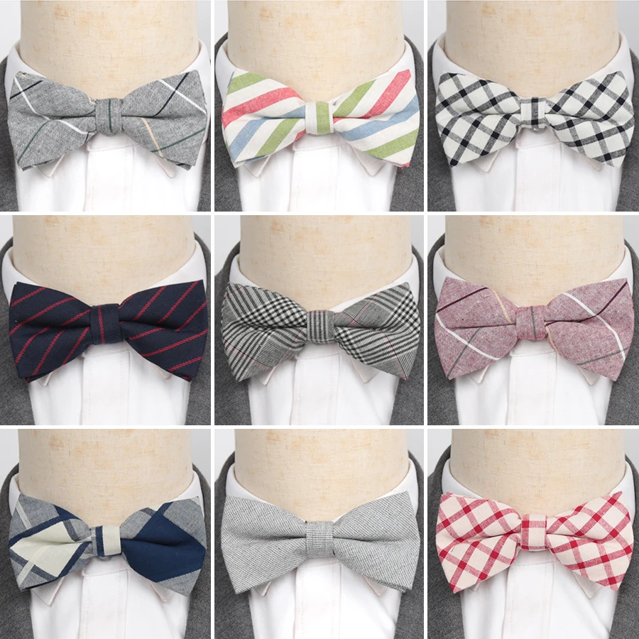 

Men Bow Tie Stripe Cotton Fashion Necktie Paisley Business Wedding Solid Ties for Men Groom Party Shirt Gift Accessories Bowtie