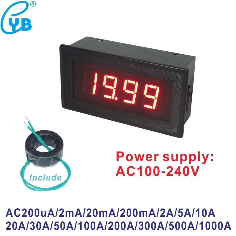 YB5135B измеритель переменного тока 2A 20mA 200mA 10A 50A 100A светодиодный цифровой амперметр