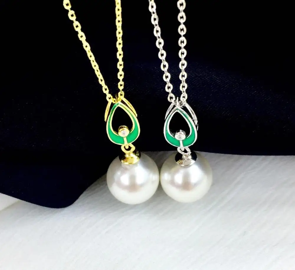 

DIY Jewellery Mounts 925 Sterling Silver Pendant Base Settings Mountings Findings Parts for Pearl Crystal Jade Agate 5pcs/lot