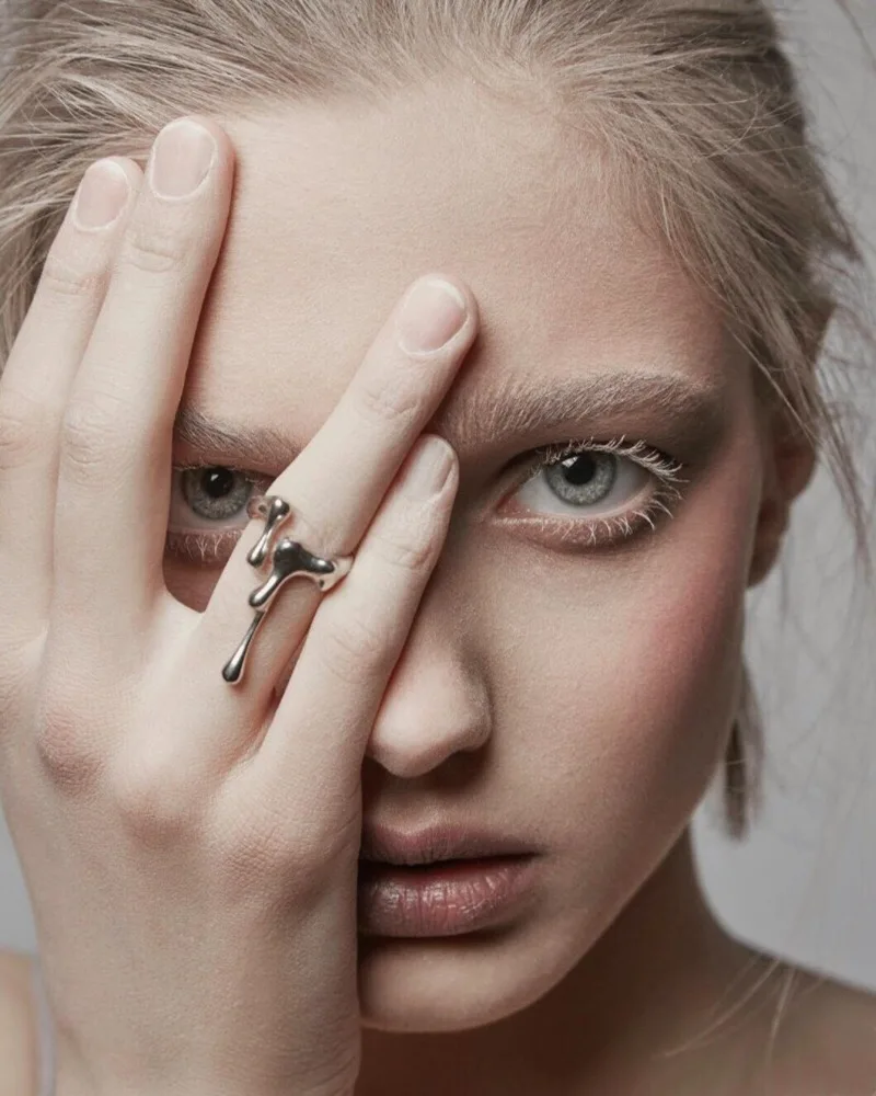 Женское кольцо в стиле панк простое регулируемое на указательный палец хип-хоп |