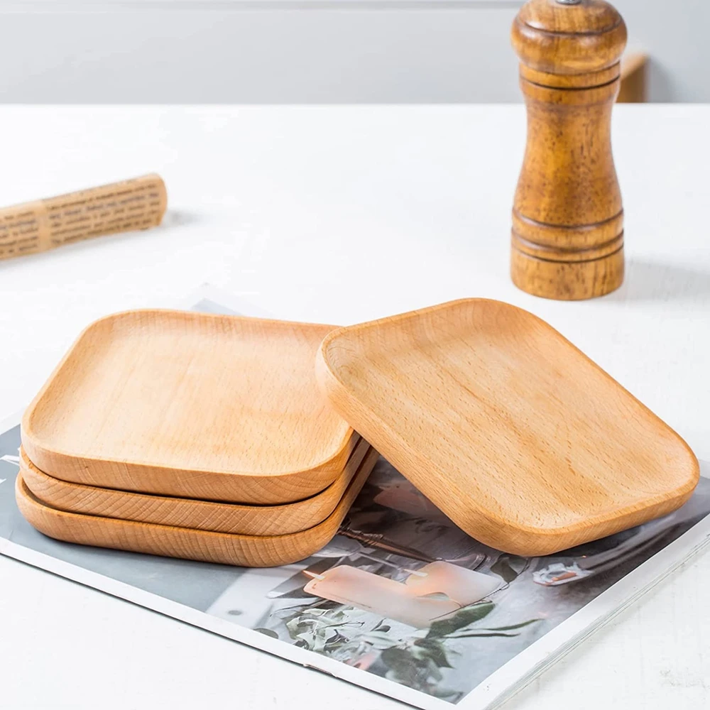 

Round Oval Wooden Serving Table Plate Snacks Food Storage Dish Tea Dessert Sushi Tray For Hotel Home Serving Tray Tableware