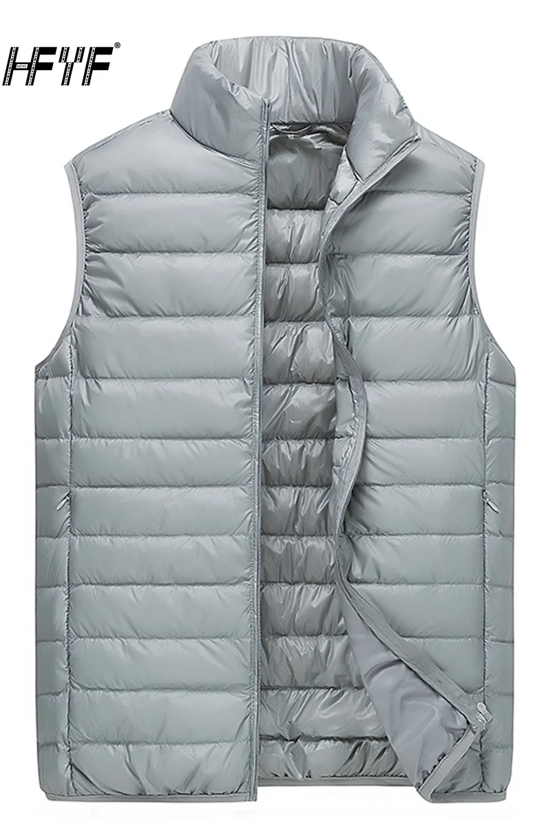 HFYF Autumn Winter Men's Solid vintage sleeveless Long Collar Cotton Jacket Men's casual ​double-sided Warm Windproof Vest
