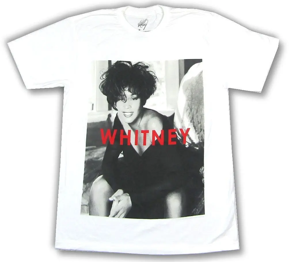 

Whitney Houston B&W Portrait Photo Image White T Shirt New Official Merch New 2018 Hot Summer Casual T-Shirt Printing