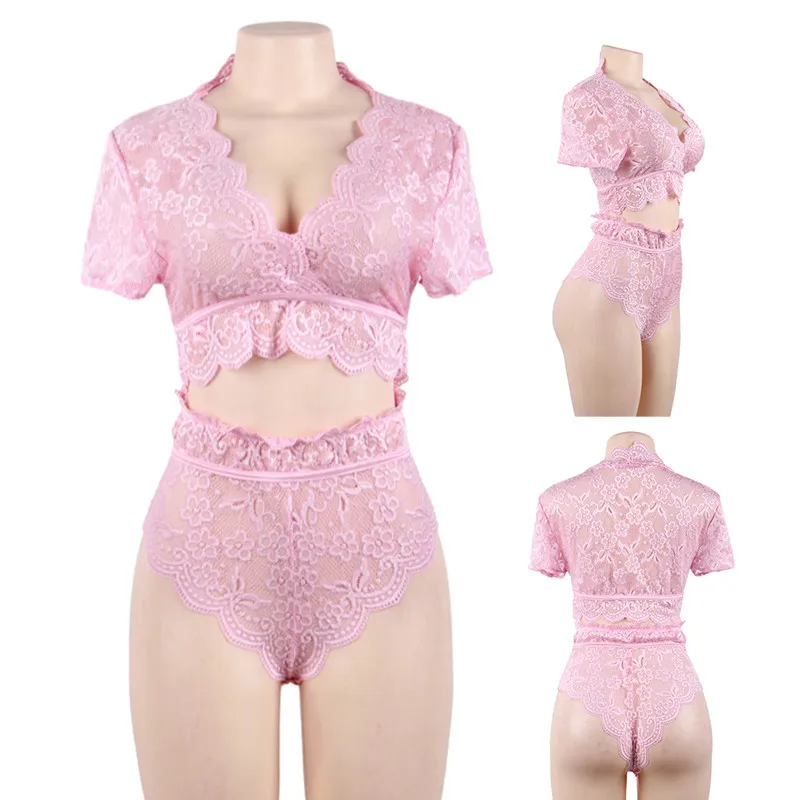 Comeondear, кружевной бюстгальтер, набор, прозрачный, 5XL, нижнее белье, женский сексуальный комплект размера плюс, полный бюстгальтер и трусы с высокой талией, нижнее белье, RB80760