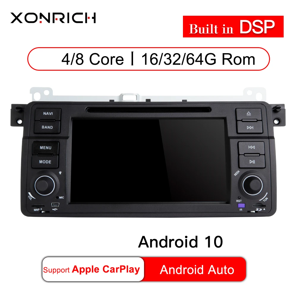Автомобильный DVD плеер IPS DSP 4G 64G 1 Din Android 10 для BMW E46 мультимедиа M3 318/320/325/330/335 Rover75 Coupe