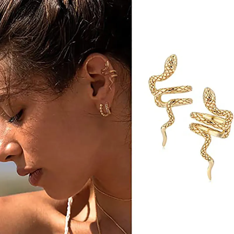 

New Gold Color Ear Cuff Earrings for Women Snake Earcuff Clip on Earring No Pierced Jewelry Boho Wedding Party Jewelry