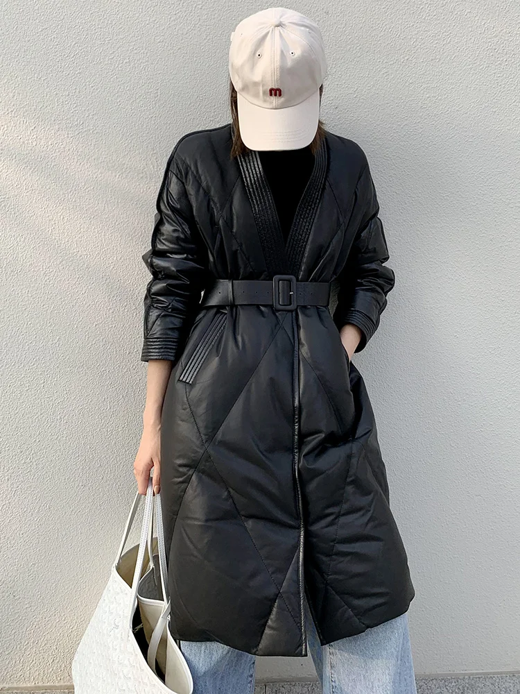 Genuine Leather Jacket Sheepskin Coat Women Clothes 2020 New 90% White Duck Down Winter GGS19D19004 YY2398 | Женская одежда