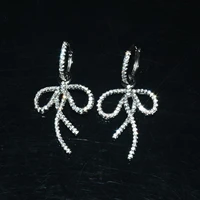 100 925 sterling silver simple drop earrings bow flash fairy jewelry natural diamond orecchini silver 925 jewelry earring women